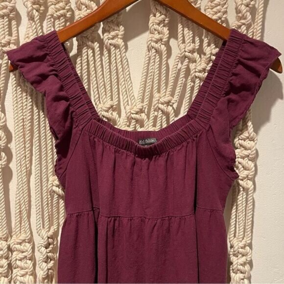 Wild Fable Babydoll Dress XS Mini Maroon Red Linen Rayon Cottagecore Sleeveless - Picture 2 of 8
